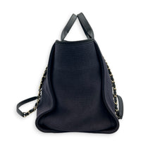 Deauville Medium Navy Tote Bag in Canvas, Gold hardware