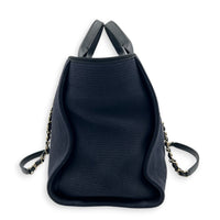 Deauville Medium Navy Tote Bag in Canvas, Gold hardware
