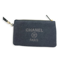 Deauville Medium Navy Tote Bag in Canvas, Gold hardware