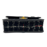 School Memory Black Shoulder Bag in Tweed, Gold hardware