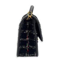 School Memory Black Shoulder Bag in Tweed, Gold hardware
