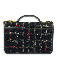 School Memory Black Shoulder Bag in Tweed, Gold hardware