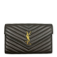 Cassandra Wallet On Chain Dark Khaki / Olive Green in Lambskin, Gold hardware