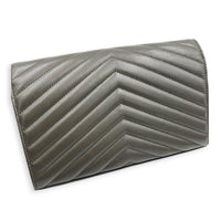 Cassandra Wallet On Chain Dark Khaki / Olive Green in Lambskin, Gold hardware