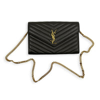 Cassandra Wallet On Chain Dark Khaki / Olive Green in Lambskin, Gold hardware