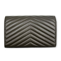 Cassandra Wallet On Chain Dark Khaki / Olive Green in Lambskin, Gold hardware