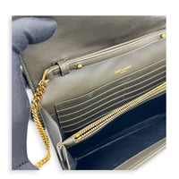 Cassandra Wallet On Chain Dark Khaki / Olive Green in Lambskin, Gold hardware