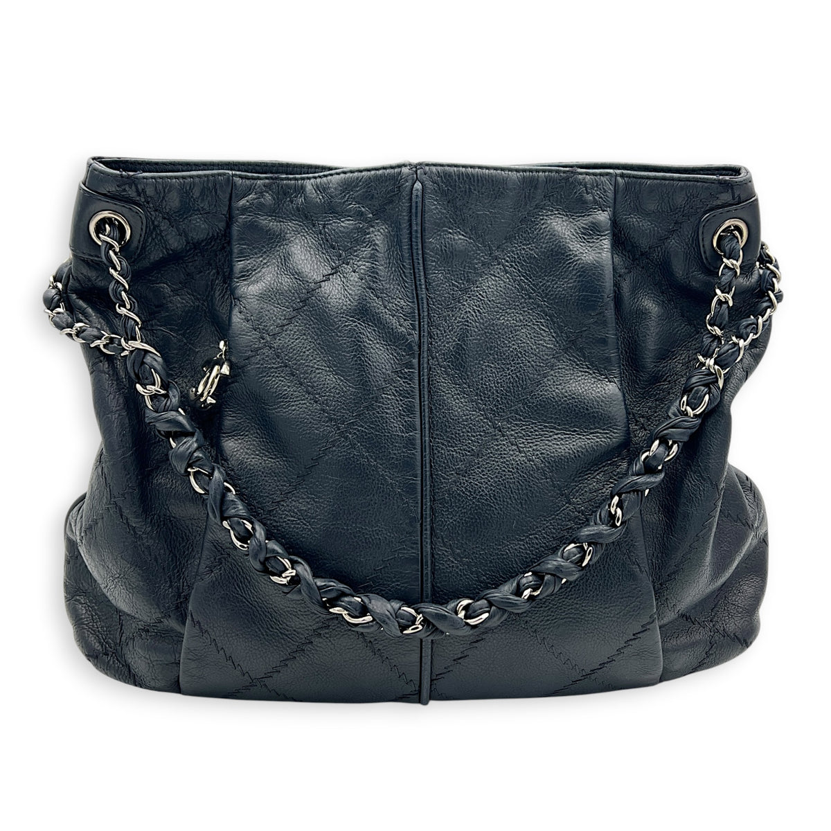 Ultra Stitch Blue (Retouched) Shoulder Bag in Calfskin, Silver hardware