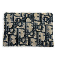 Saddle Card Holder Beige and Black Dior Oblique in Jacquard, Gold hardware