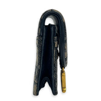 Saddle Card Holder Beige and Black Dior Oblique in Jacquard, Gold hardware