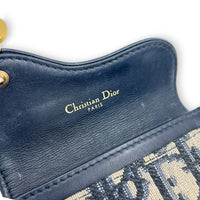 Saddle Card Holder Beige and Black Dior Oblique in Jacquard, Gold hardware