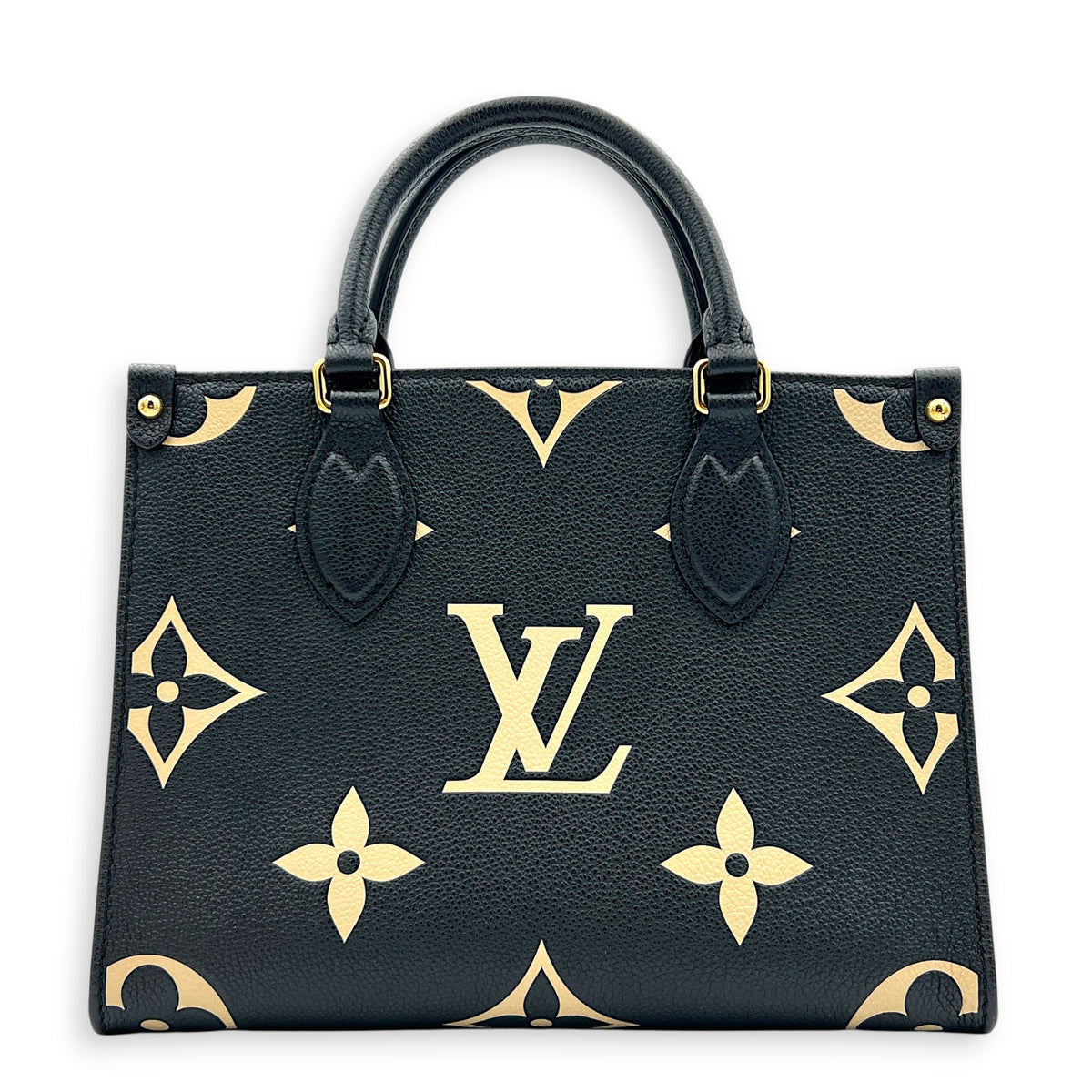 OnTheGo Tote Bag PM Black/Beige in Monogram Empreinte Leather, Gold hardware