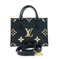 OnTheGo Tote Bag PM Black/Beige in Monogram Empreinte Leather, Gold hardware