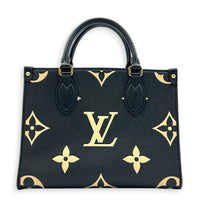 OnTheGo Tote Bag PM Black/Beige in Monogram Empreinte Leather, Gold hardware