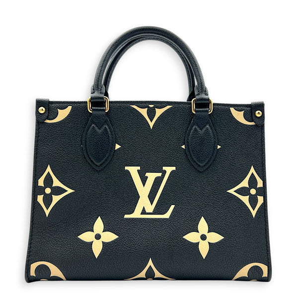 OnTheGo Tote Bag PM Black/Beige in Monogram Empreinte Leather, Gold hardware