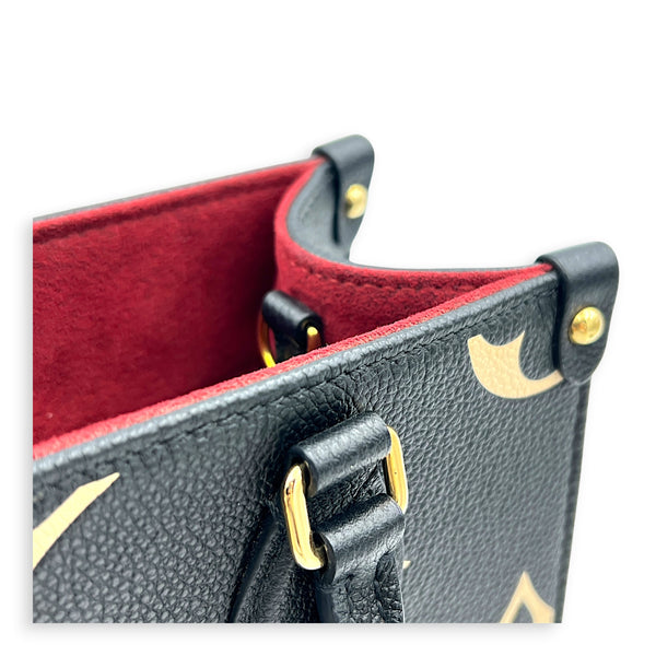 OnTheGo Tote Bag PM Black/Beige in Monogram Empreinte Leather, Gold hardware