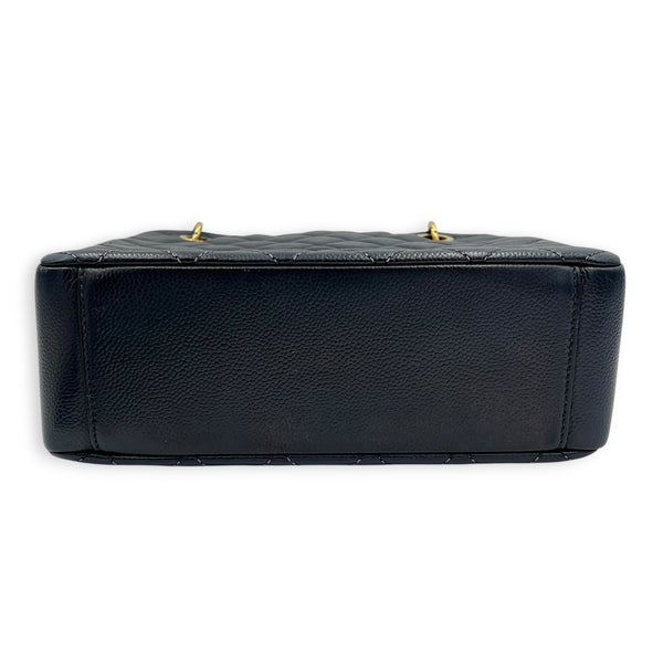 PST Black (recoloured) Tote Bag in Caviar Leather, Gold hardware