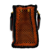 Galleria Orange Top Handle Bag in Woven Calfskin, Gold hardware