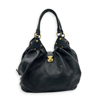 Mahina Black Top Handle Bag in Calfskin, Gold hardware