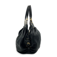Mahina Black Top Handle Bag in Calfskin, Gold hardware