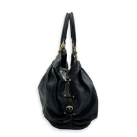 Mahina Black Top Handle Bag in Calfskin, Gold hardware