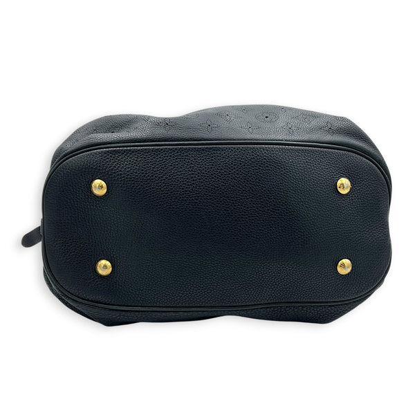 Mahina Black Top Handle Bag in Calfskin, Gold hardware