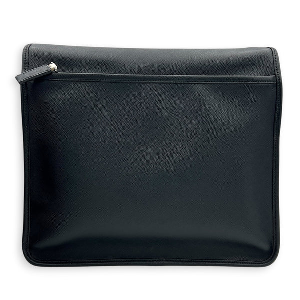 Travel Messenger Black in Saffiano Leather, Silver hardware