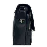 Travel Messenger Black in Saffiano Leather, Silver hardware
