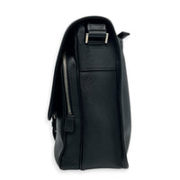 Travel Messenger Black in Saffiano Leather, Silver hardware