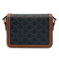 Teen Shoulder Bag Tan / Triomphe Canvas in Coated Canvas, Gold hardware