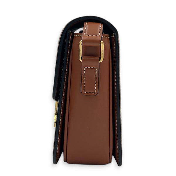 Teen Shoulder Bag Tan / Triomphe Canvas in Coated Canvas, Gold hardware