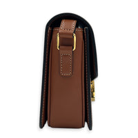 Teen Shoulder Bag Tan / Triomphe Canvas in Coated Canvas, Gold hardware