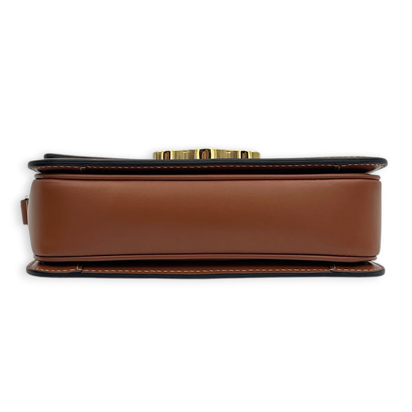 Teen Shoulder Bag Tan / Triomphe Canvas in Coated Canvas, Gold hardware