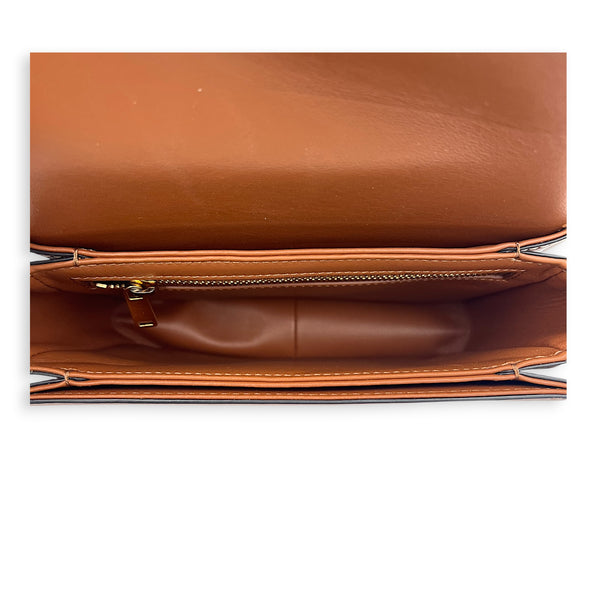Teen Shoulder Bag Tan / Triomphe Canvas in Coated Canvas, Gold hardware