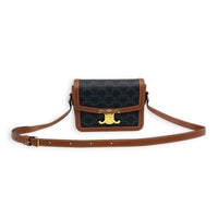 Teen Shoulder Bag Tan / Triomphe Canvas in Coated Canvas, Gold hardware