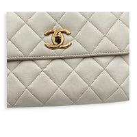 Trendy CC Small White Top Handle Bag in Lambskin, Rose Gold hardware