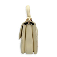 Trendy CC Small White Top Handle Bag in Lambskin, Rose Gold hardware
