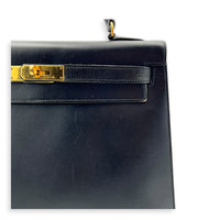 Sellier Kelly 32 Black Top Handle Bag in Box, Gold hardware