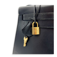Sellier Kelly 32 Black Top Handle Bag in Box, Gold hardware