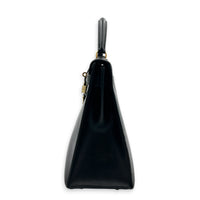 Sellier Kelly 32 Black Top Handle Bag in Box, Gold hardware