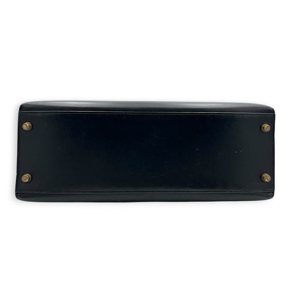 Sellier Kelly 32 Black Top Handle Bag in Box, Gold hardware