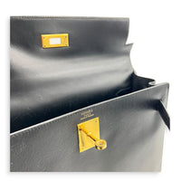 Sellier Kelly 32 Black Top Handle Bag in Box, Gold hardware