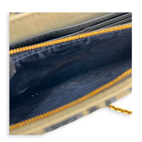 Saddle Blue Wallet On Chain in Jacquard, Gold hardware