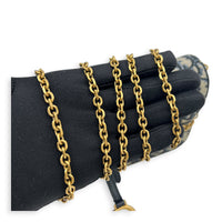 Saddle Blue Wallet On Chain in Jacquard, Gold hardware