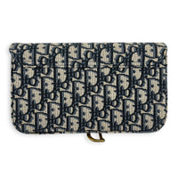 Saddle Blue Wallet On Chain in Jacquard, Gold hardware