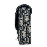 Saddle Blue Wallet On Chain in Jacquard, Gold hardware