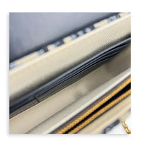 Saddle Blue Wallet On Chain in Jacquard, Gold hardware