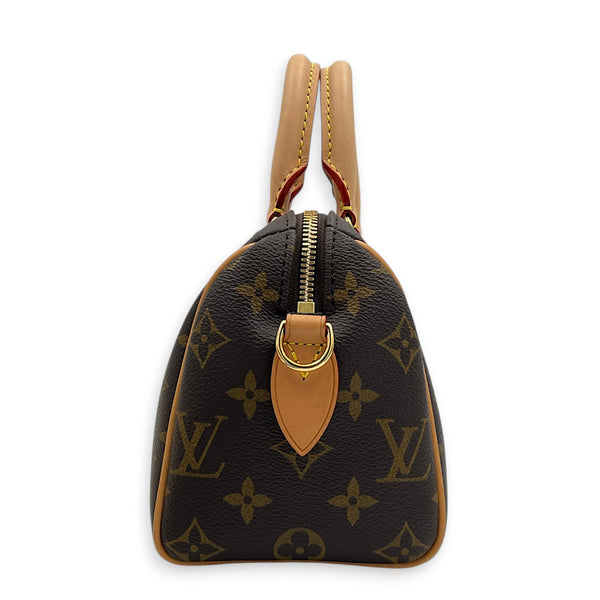 Speedy Bandouliere Top Handle Bag 20 Brown in Monogram Coated Canvas, Gold hardware
