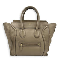 Luggage Mini Beige Top Handle Bag in Calfskin, Gold hardware