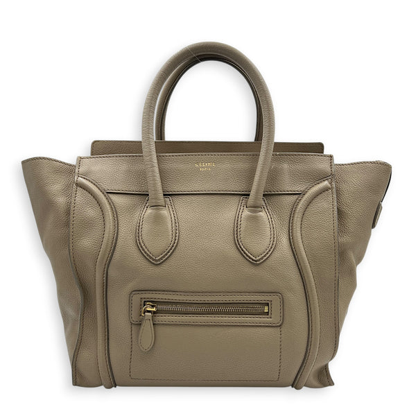 Luggage Mini Beige Top Handle Bag in Calfskin, Gold hardware